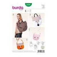 Burda Accessories Easy Sewing Pattern 6828 Novelty Animal Shape Bags