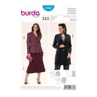 Burda Ladies Plus Size Sewing Pattern 6862 Fitted Jackets & Skirt Suit