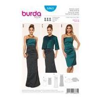 burda ladies sewing pattern 6865 strapless dresses cropped jacket