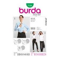 Burda Ladies Sewing Pattern 7136 Smart Fitted Shirts & Blouses