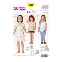 burda childrens sewing pattern 9417 button up blouses tops dress