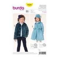 Burda Childrens Sewing Pattern 9429 Coat, Jacket & Hat with Bow