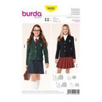 Burda Childrens Sewing Pattern 9430 School Blazer & Skirt Uniform