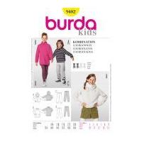 Burda Childrens Easy Sewing Pattern 9482 Hoodies, Jogging Pants & Leggings