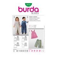 Burda Toddlers Easy Sewing Pattern 9772 Dungarees, Dress & Pants