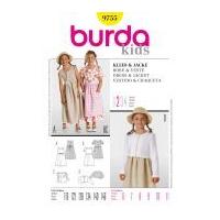 Burda Childrens Easy Sewing Pattern 9755 Dresses, Apron & Jacket