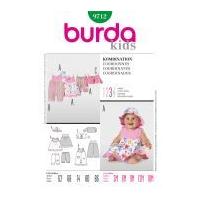 burda toddlers sewing pattern 9712 dress pants dungarees jacket hat