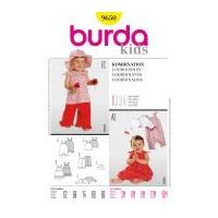 Burda Toddlers Easy Sewing Pattern 9650 Tops, Dress, Pants, Bolero, Dungarees & Hat