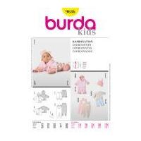 Burda Baby Easy Sewing Pattern 9636 Jackets, Pants, Jumpsuit & Hat