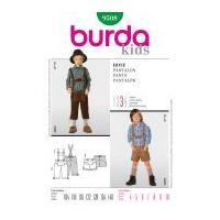 burda childrens sewing pattern 9508 dungarees shorts