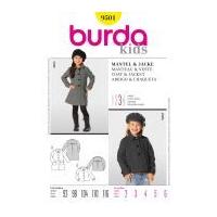 burda childrens sewing pattern 9501 coat jacket with collar