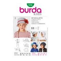 Burda Childrens Easy Sewing Pattern 9496 Bonnet, Caps & Hats