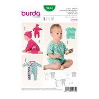 burda baby easy sewing pattern 9434 all in one jumpsuits hat