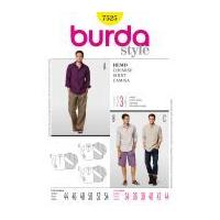 Burda Men's Sewing Pattern 7525 Casual Button Up Shirt Top