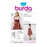 Burda Ladies Sewing Pattern 7443 Dirndl Dress with Apron