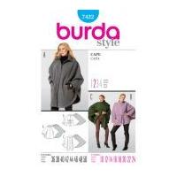 burda ladies easy sewing pattern 7422 cape coats jackets
