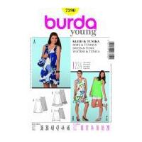 Burda Ladies Easy Sewing Pattern 7390 Swinging Flared Dresses & Top
