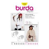 Burda Men's Sewing Pattern 7332 Pirate Shirts with Flounces & Collar Costume