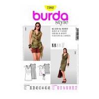 Burda Ladies Easy Sewing Pattern 7202 Cowl Neck Dress & Top with Tie