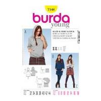 burda ladies easy sewing pattern 7148 tracksuit hoodie dress skirt