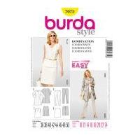 Burda Ladies Easy Sewing Pattern 7075 Top, Skirt, Dress & Trouser Suit