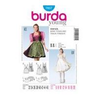 Burda Ladies Sewing Pattern 7057 Folklore Dirndl Dresses