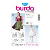 burda ladies sewing pattern 7057 folklore dirndl dresses