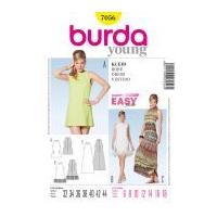burda ladies easy sewing pattern 7056 short floor length dresses