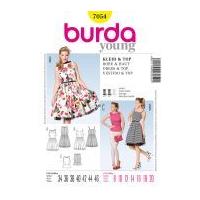 Burda Ladies Sewing Pattern 7054 Vintage Style Dresses & Peplum Top