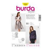 Burda Ladies Sewing Pattern 7034 Peplum Top & Pleated Evening Dress