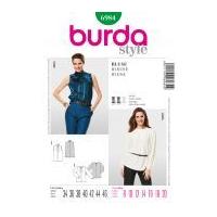 Burda Ladies Sewing Pattern 6984 Front Pleat Blouse Tops