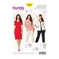 Burda Ladies Plus Sizes Easy Sewing Pattern 6948 V Neck Top, Cardigan Dress