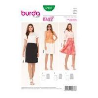Burda Ladies Easy Sewing Pattern 6937 Straight, Mock Wrap & Flared Skirts
