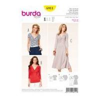 Burda Ladies Easy Sewing Pattern 6911 Entwined Front Tops & Dresses