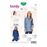 burda ladies sewing pattern 6908 long length shirt blouse tops