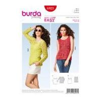 Burda Ladies Easy Sewing Pattern 6923 Sleeveless & Long Sleeve Tops