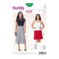 Burda Ladies Easy Sewing Pattern 6818 Elastic Waist Skirts
