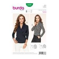 burda ladies easy sewing pattern 6838 stretch knit mock wrap tops