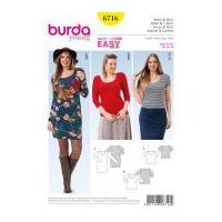 Burda Ladies Plus Size Easy Sewing Pattern 6716 Tops & Dress