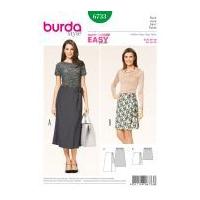 burda ladies easy sewing pattern 6733 wrap over side tie skirts