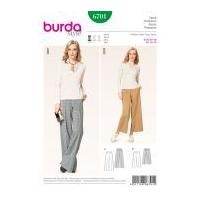 Burda Ladies Easy Sewing Pattern 6701 Wide Leg Trouser Pants in 2 Lengths