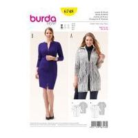 Burda Ladies Plus Size Easy Sewing Pattern 6748 Zip Up Dress & Jacket