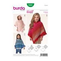Burda Girls Easy Sewing Pattern 9405 Ponchos in 3 Styles