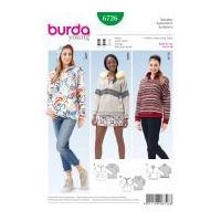 burda ladies sewing pattern 6726 hoodies sweater tops