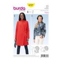 burda ladies easy sewing pattern 6727 side tie coat jacket