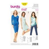 Burda Ladies Easy Sewing Pattern 6729 Side Gathers Top & Dresses