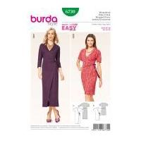 burda ladies easy sewing pattern 6730 wrap over side tie dresses