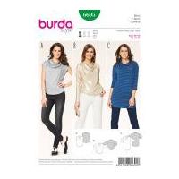 Burda Ladies Easy Sewing Pattern 6695 Cowl Neck Tops & Tunic