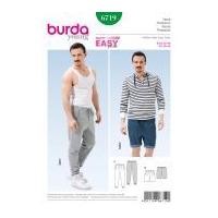 Burda Mens Easy Sewing Pattern 6719 Casual Pants & Shorts