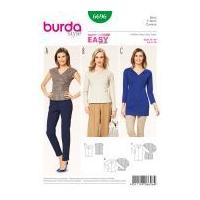Burda Ladies Easy Sewing Pattern 6696 Tops & Tunic with Gathered Neck Detail